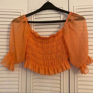UO Sierra Smocked Puff Sleeve Blouse size XS